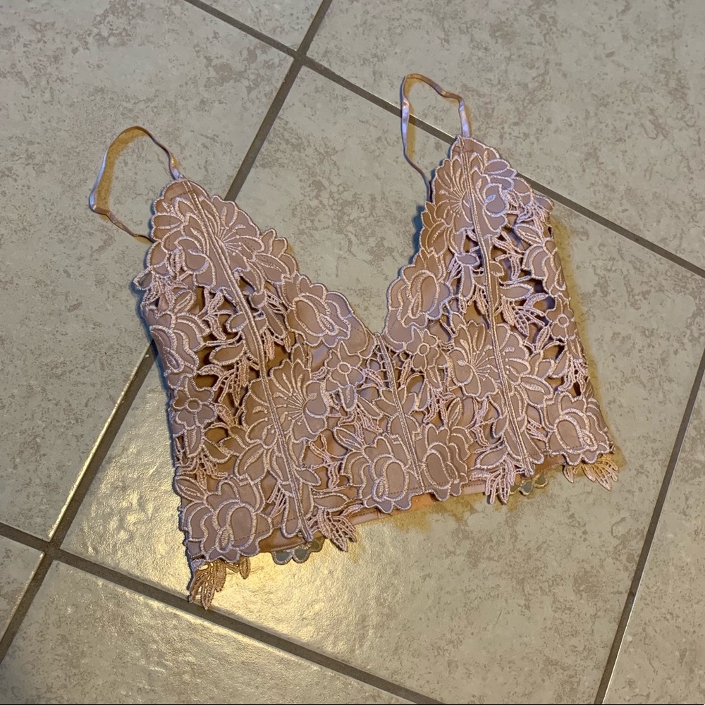 Pink embroidered bralette